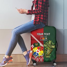 Custom Tonga And Ireland Rugby Luggage Cover Ikale Tahi With Shamrocks