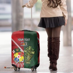 Custom Tonga And Ireland Rugby Luggage Cover Ikale Tahi With Shamrocks