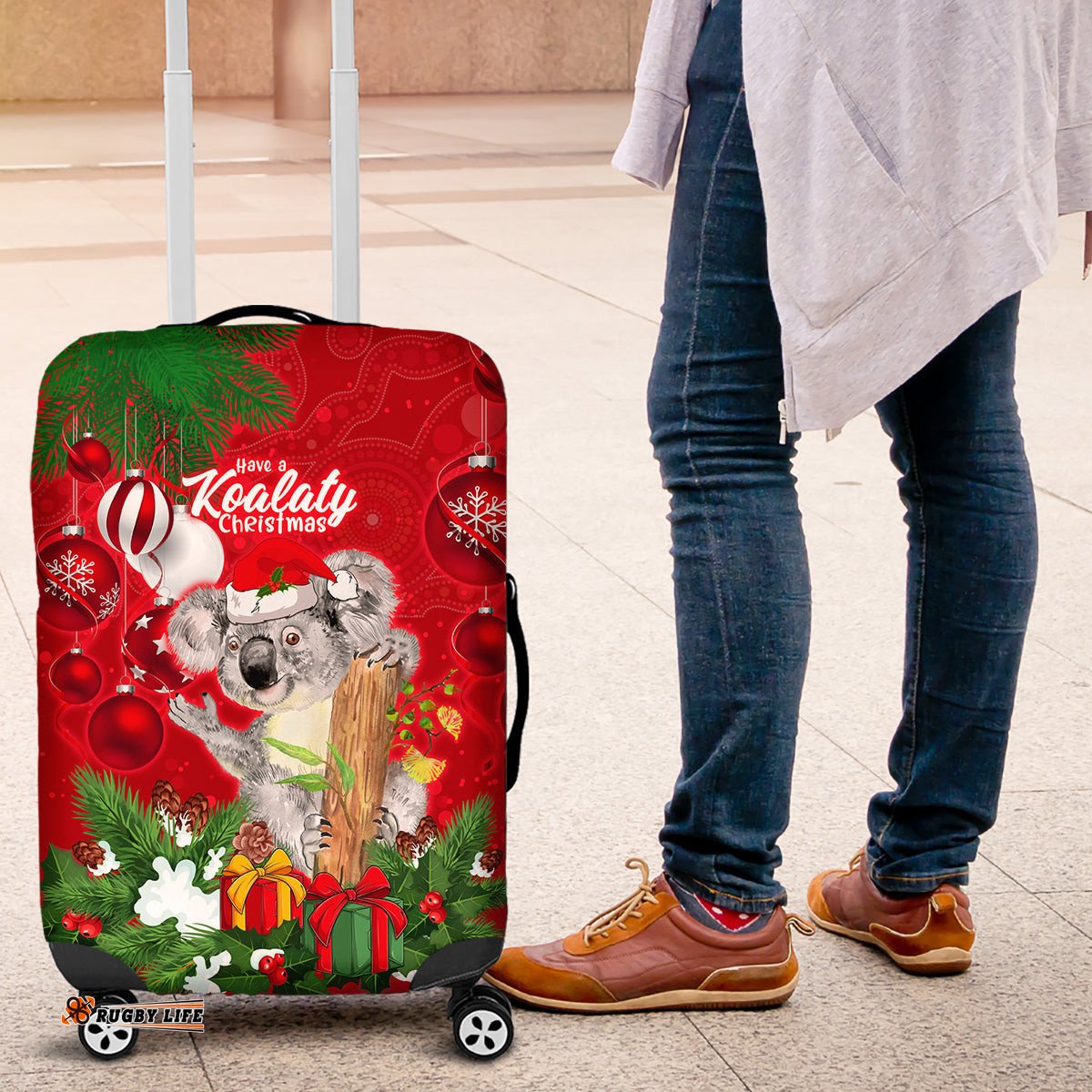 Koala Lover Luggage Cover Australia Merry Christmas Aboriginal