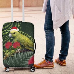 Meri Kirihimete Kakapo Luggage Cover Green Silver Fern Christmas Vibe