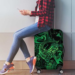 New Zealand Tuatara Luggage Cover Aotearoa Maori Clematis Flowers Green