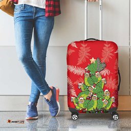Kakapo New Zealand Christmas Luggage Cover Meri Kirihimete Pohutukawa Red Color