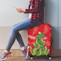 Kakapo New Zealand Christmas Luggage Cover Meri Kirihimete Pohutukawa Red Color