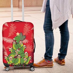 Kakapo New Zealand Christmas Luggage Cover Meri Kirihimete Pohutukawa Red Color