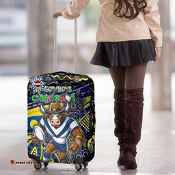Merry Christmas Cowboys Luggage Cover Aboriginal Santa Rugby Mascot North Queensland