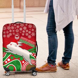 Rabbitohs Rugby Christmas Luggage Cover Merry Xmas Mix Aboriginal Art