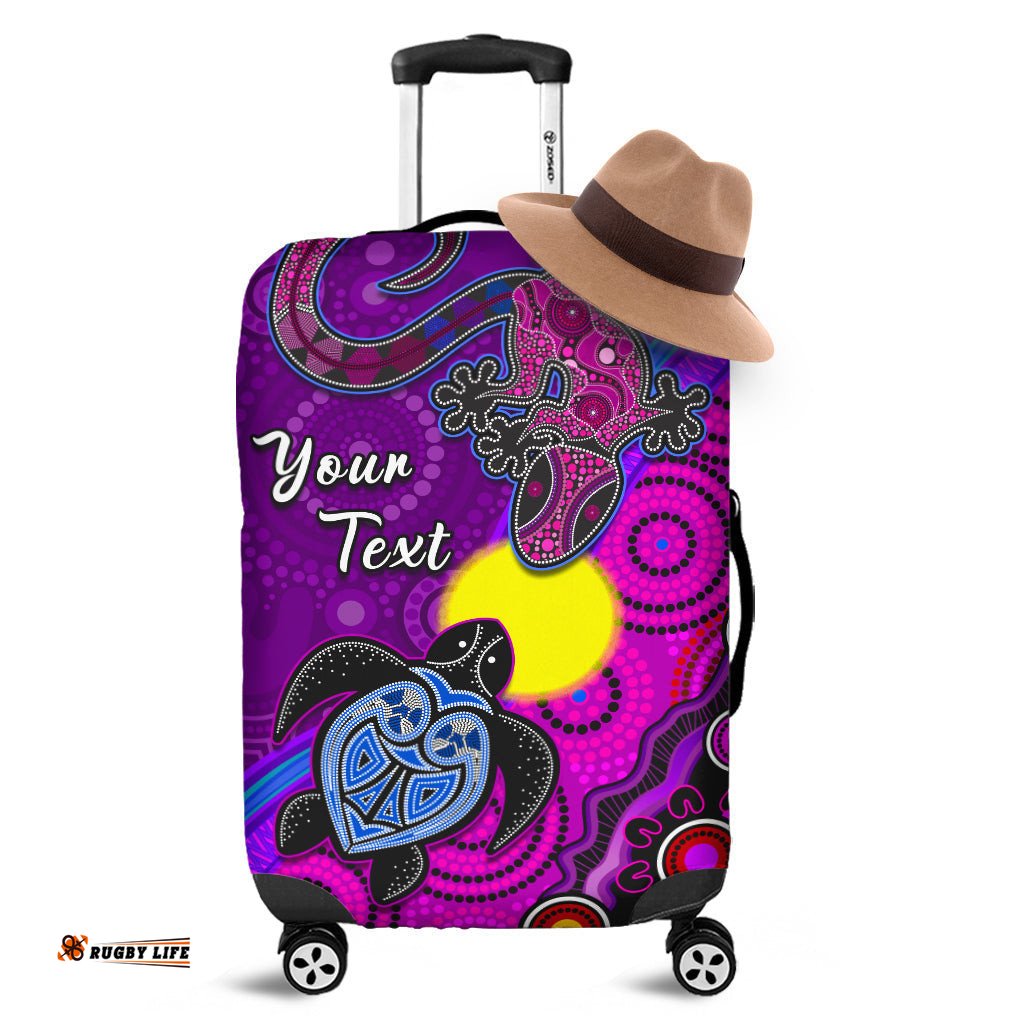 Custom Personalised Australia Lizard and Turtle Luggage Covers Aboriginal Art Beautiful Life