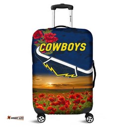 North Queensland Cowboys ANZAC Luggage Cover Poppy Flowers Vibes Blue