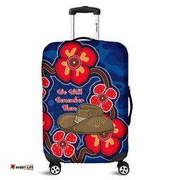 Australia ANZAC Luggage Cover Lest We Forget Camouflage Mix Aboriginal Poppies And Slouch Hat Ver.01