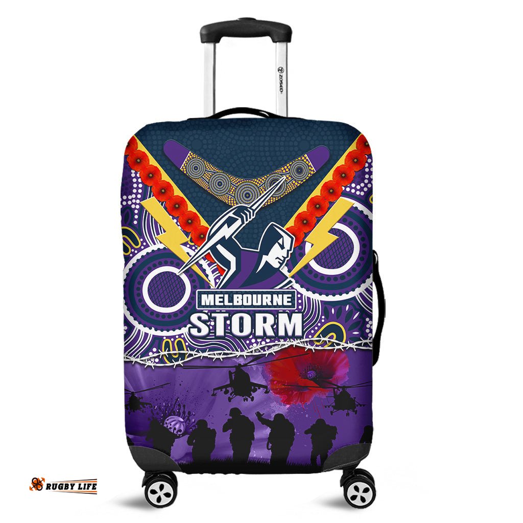 Melbourne Storm Rugby ANZAC Luggage Cover Indigenous Poppy Australian Army