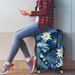 Australia Flannel Flower With Superb Fairy wren Luggage Cover Aboriginal Art