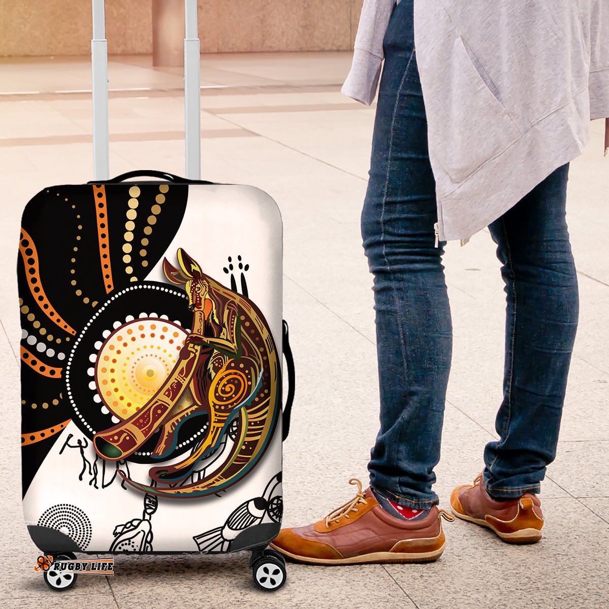 Aboriginal Kangaroo Pattern Dot Art Luggage Cover TS04