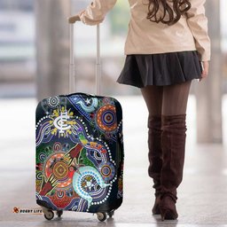 Custom NAIDOC Week 2024 Carlton Blues Luggage Cover Australia Aboriginal Dot Painting