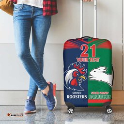 Custom Roosters Rabbitohs Luggage Cover NRL Tribal Half Style