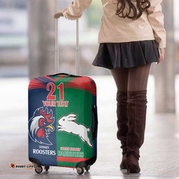 Custom Roosters Rabbitohs Luggage Cover NRL Tribal Half Style