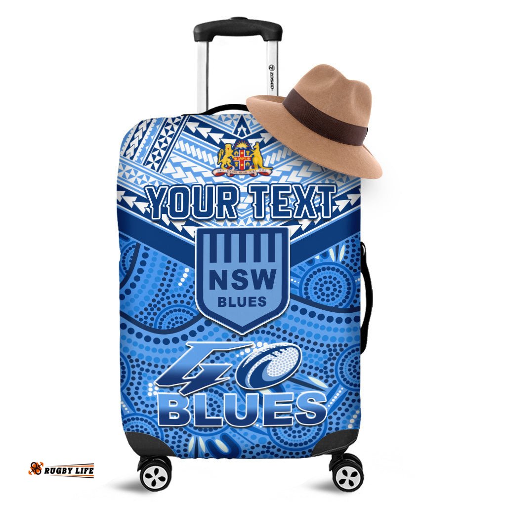 Custom Personalised NSW Blues Luggage Covers Aboriginal and Polynesia Admirable