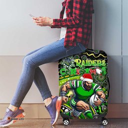 Merry Christmas Raiders Luggage Cover Aboriginal Santa Rugby Mascot Canberra