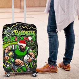 Merry Christmas Raiders Luggage Cover Aboriginal Santa Rugby Mascot Canberra