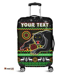 Custom Personalised Panthers Christmas Luggage Cover Aboriginal Pattern Penrith Black Version