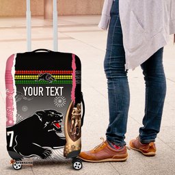 Personalised Panther Rugby NRL Premiers Luggage Cover Panther Pride Black & Pink Aboriginal Mix Art