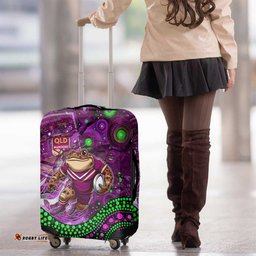 Personalised Mascot Queensland Maroons Rugby Luggage Cover Aboriginal Galaxy