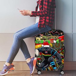 Merry Christmas Penrith Panthers Luggage Cover Aboriginal Santa Rugby Mascot The Riff