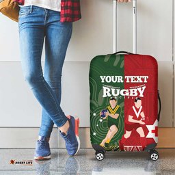 Custom Mate Maa Tonga And Kangaroo Australia Luggage Cover Tongan Kupesi Mix Aboriginal Art