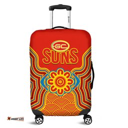 Gold Coast Football Luggage Cover Suns Indigenous Pattern