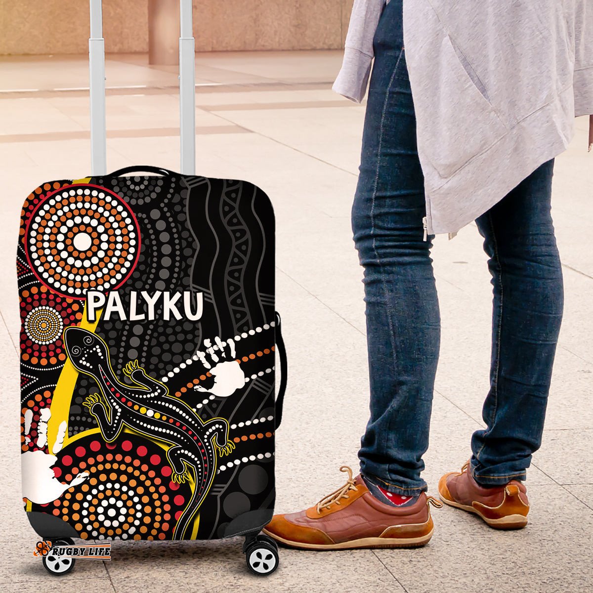 PALYKU Australia Lizard Aboriginal Art Luggage Cover