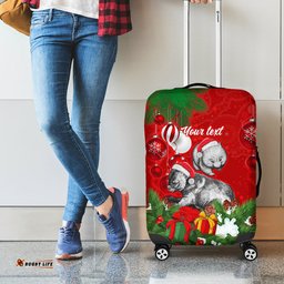 Personalised Wombat Lover Luggage Cover Australia Merry Christmas Aboriginal