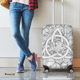 Celtic Wales Luggage Cover Dragon White Wales With Triquetra Celtic Symbol