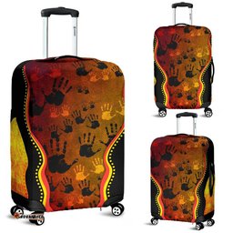 Luggage Cover - Aboriginal Patterns Suitcase Golden Style