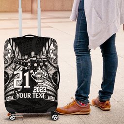 Custom New Zealand Rugby Luggage Cover Black Haka Dance With NZ Champions History
