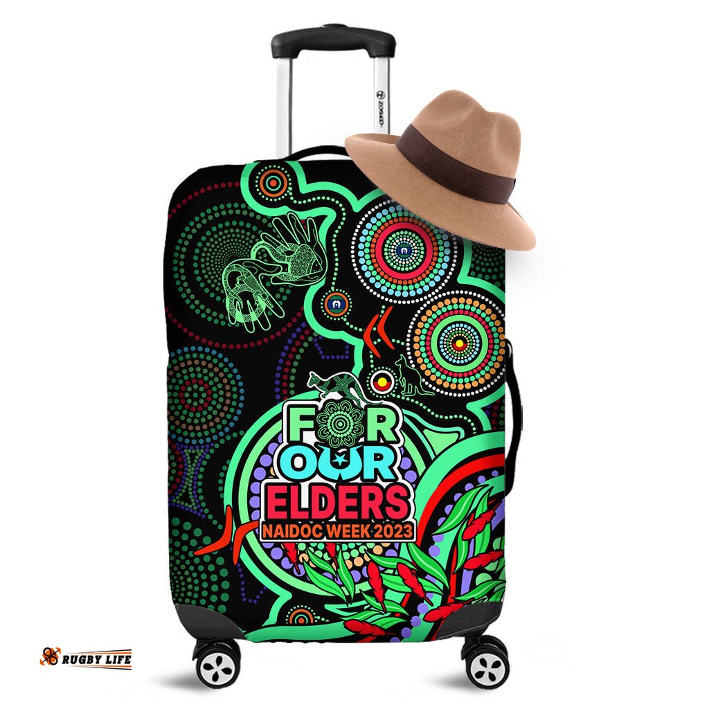 NAIDOC Week Luggage Cover Indigenous Tribal Ver.02 Green