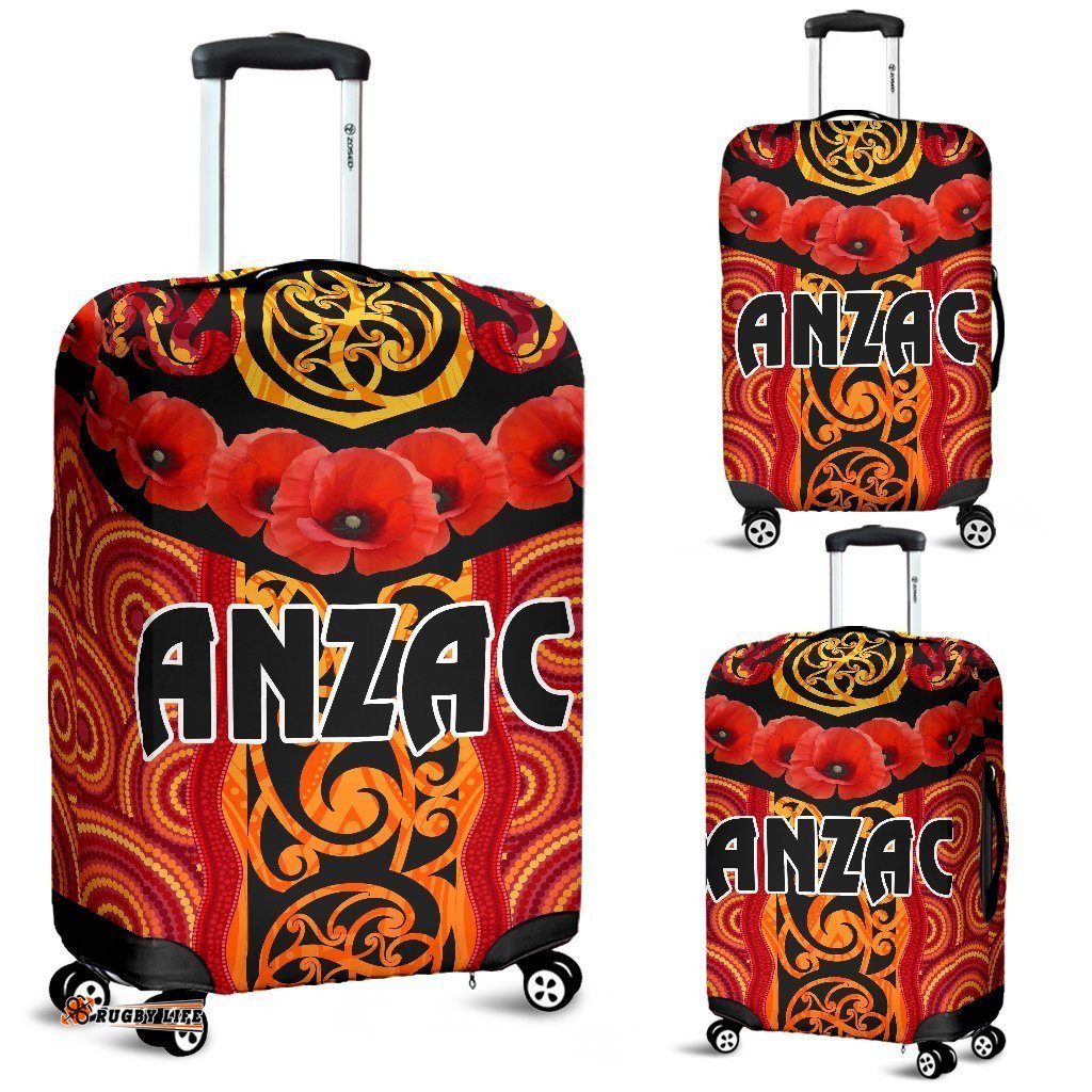 ANZAC Lest We Forget Poppy Luggage Covers New Zealand Maori Silver Fern Australia Aboriginal NO.1