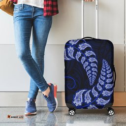 Blue New Zealand Paisley Silver Fern Luggage Cover Aotearoa Maori