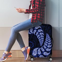 Blue New Zealand Paisley Silver Fern Luggage Cover Aotearoa Maori
