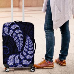 Blue New Zealand Paisley Silver Fern Luggage Cover Aotearoa Maori