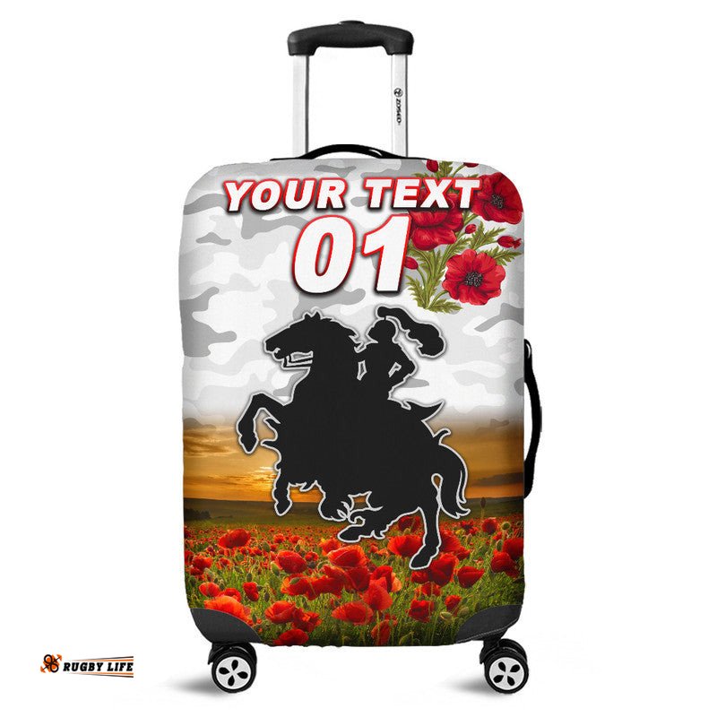 Custom Personalised St. George Illawarra Dragons ANZAC Luggage Cover Poppy Flowers Vibes White