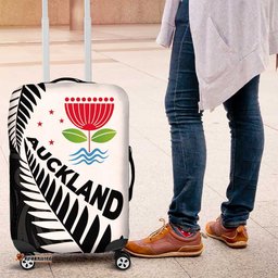 New Zealand Auckland Luggage Cover Auckland's Emblem and Silver Ferns Maori Art Tattoo