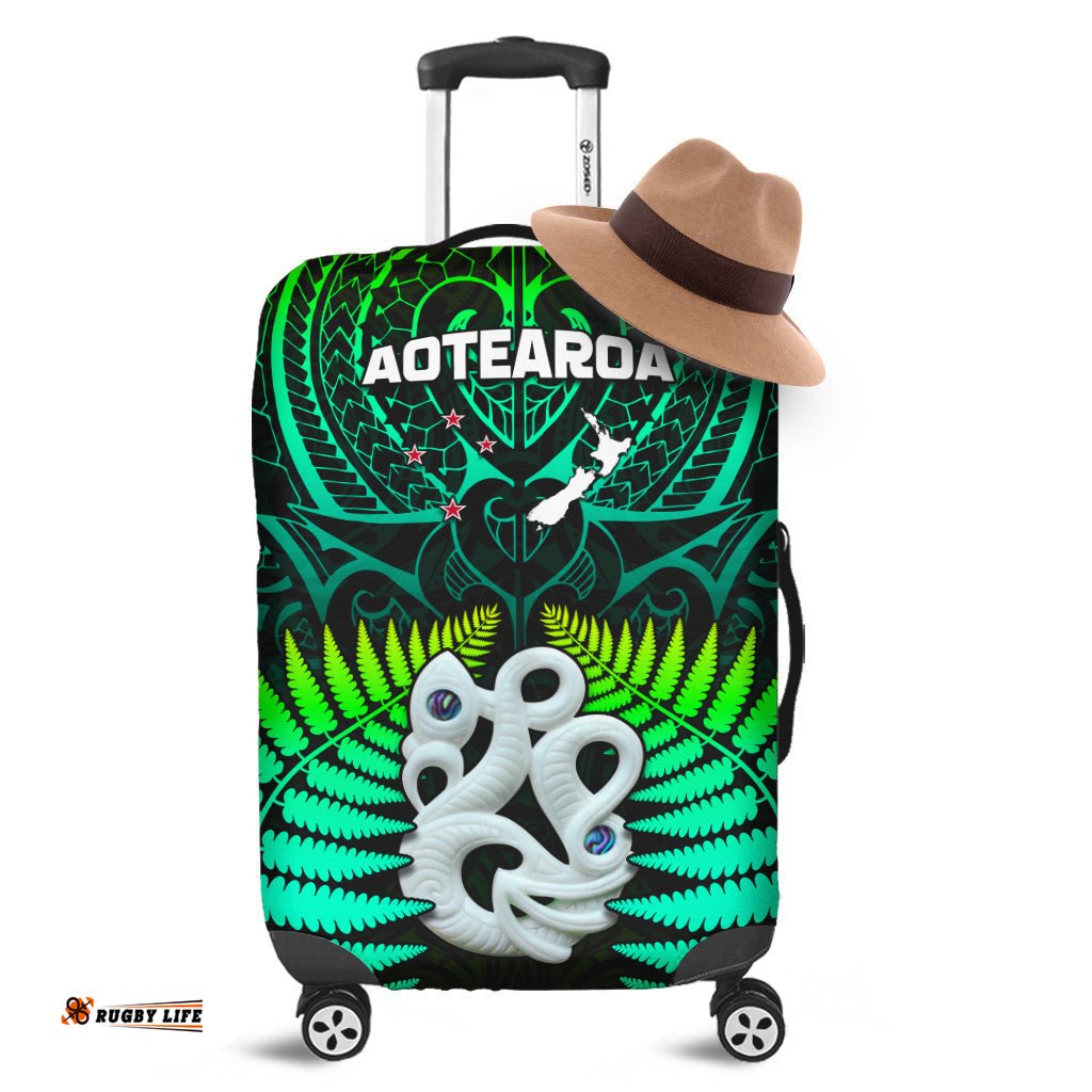 Aotearoa Fern Luggage Covers New Zealand Hei Tiki Green Style