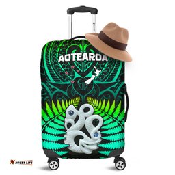 Aotearoa Fern Luggage Covers New Zealand Hei Tiki Green Style