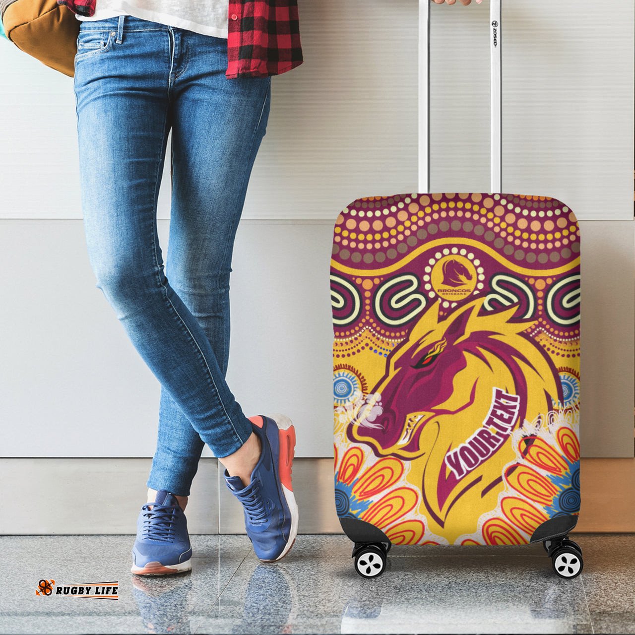 Broncos Rugby Custom Luggage Cover Indigenous Super Broncos