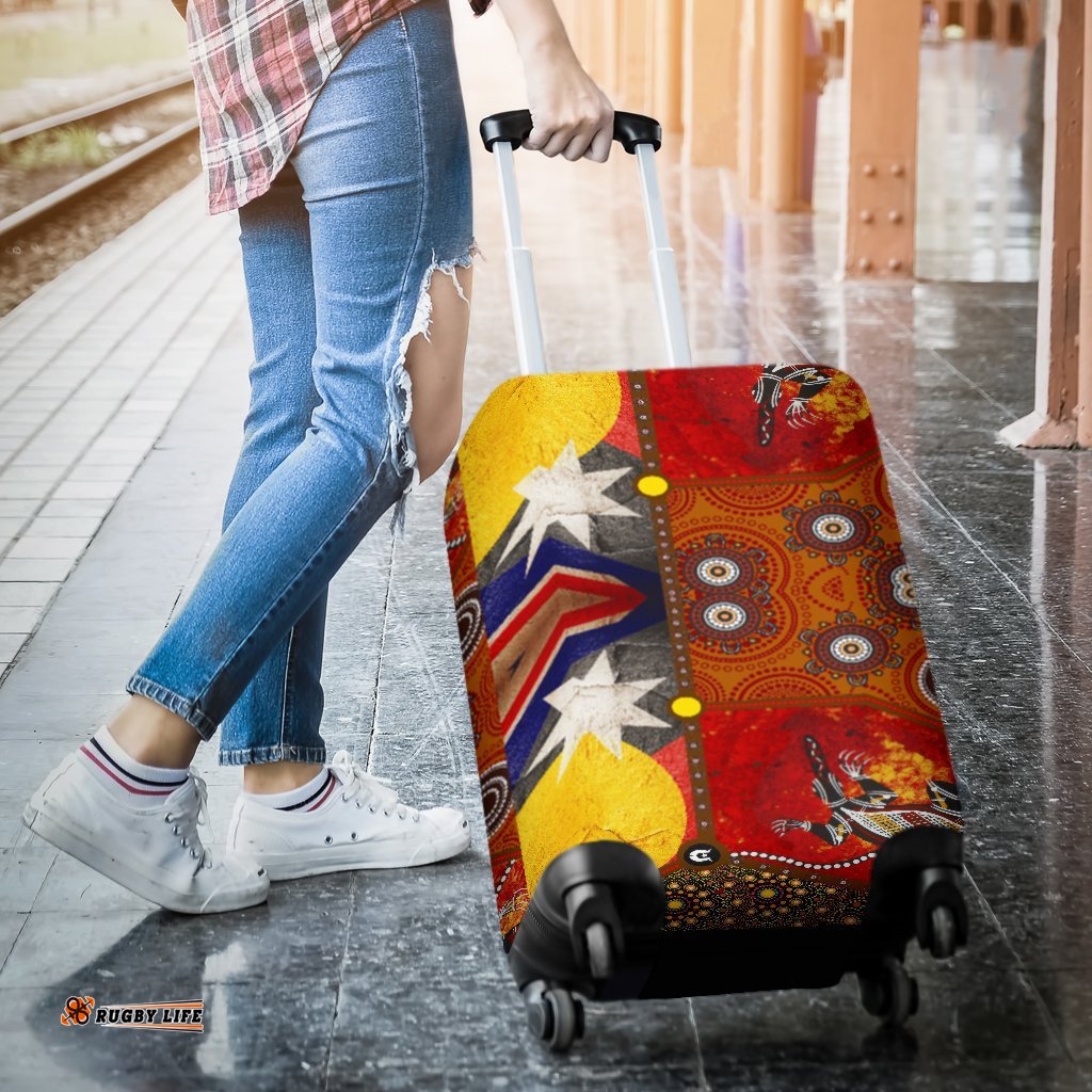 Luggage Cover Aboriginal Dot Painting and Flags, Crocodile