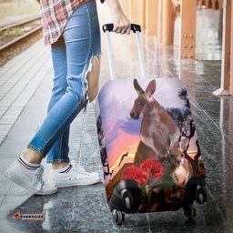 Luggage Cover Kangaroo Waratah Sunset Ver04