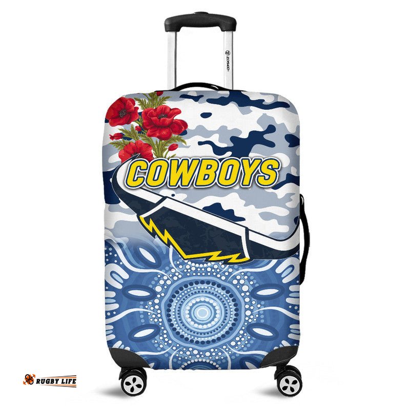 North Queensland Cowboys ANZAC Luggage Cover Indigenous Vibes White