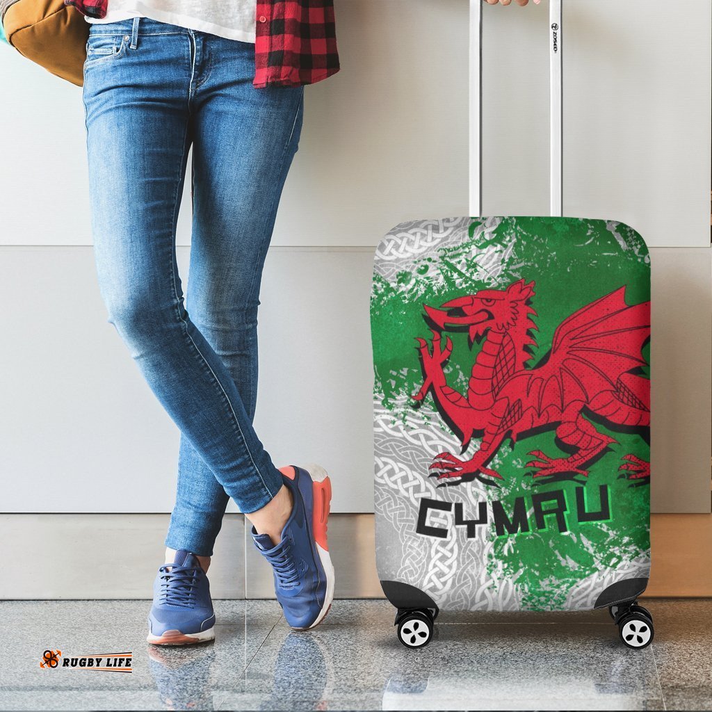 Wales Celtic Luggage Cover Grunge Dragon