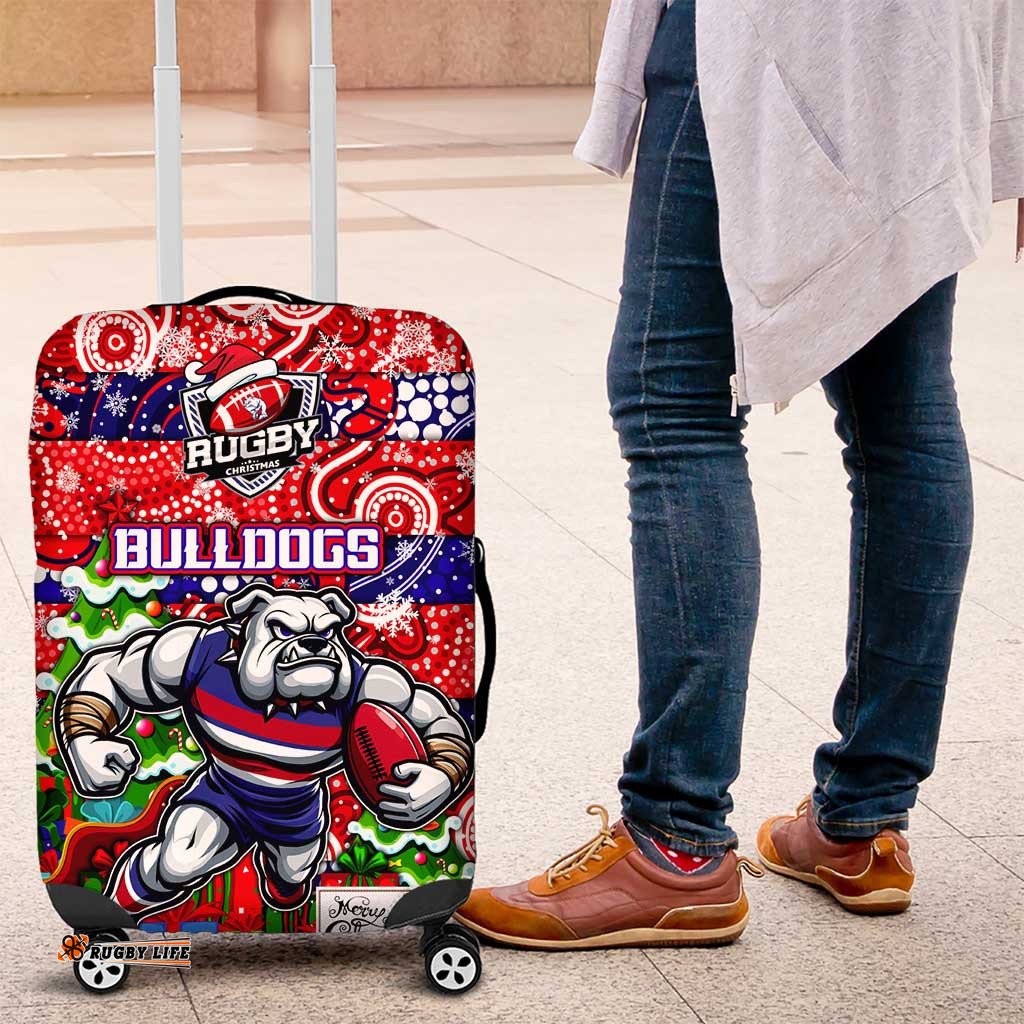 Bulldogs Football Merry Christmas Luggage Cover Indigenous Australian Art
