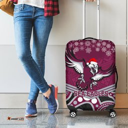 Sea Eagles Rugby Christmas Luggage Cover Merry Xmas Mix Aboriginal Art