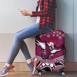 Sea Eagles Rugby Christmas Luggage Cover Merry Xmas Mix Aboriginal Art